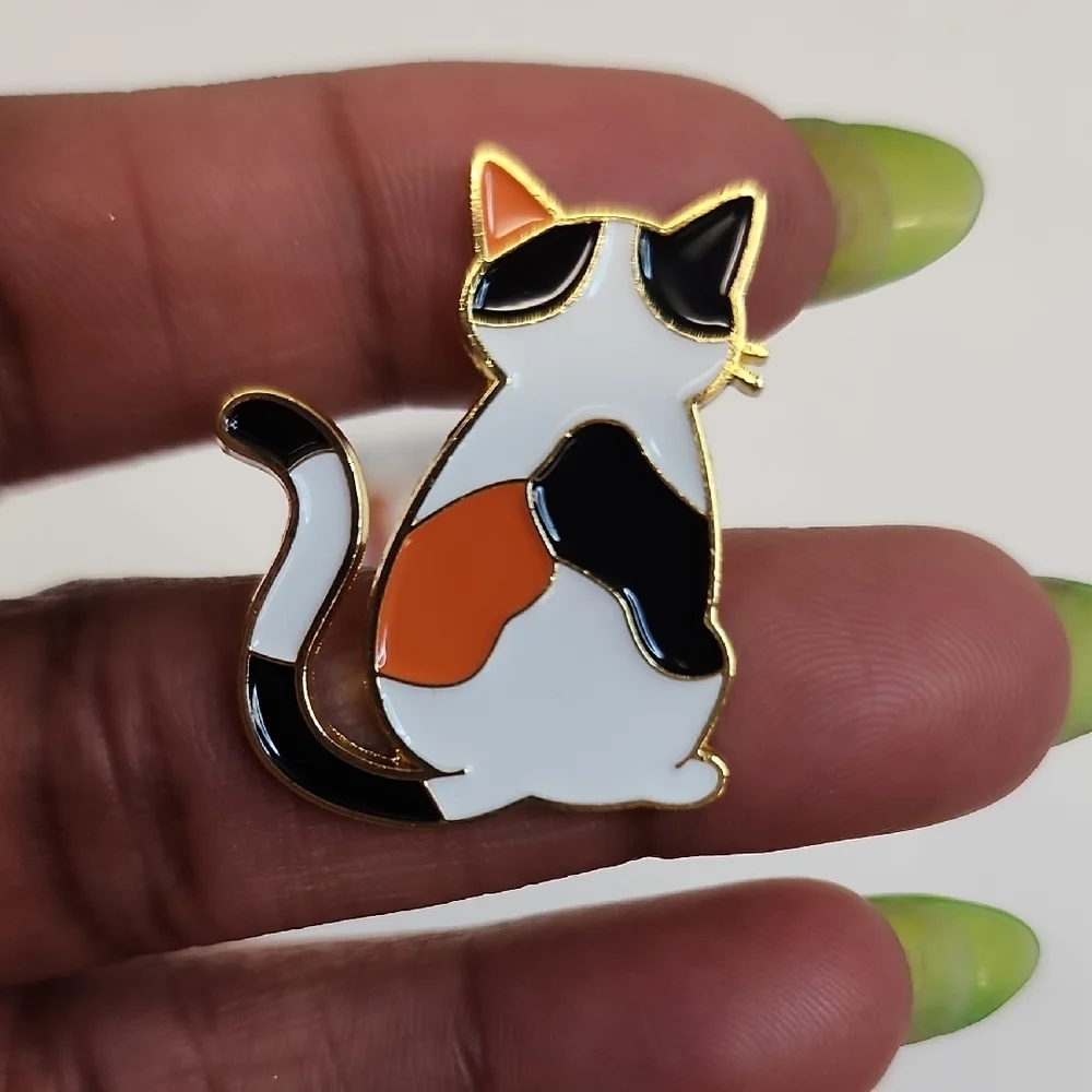 Low On Spoons Cat Enamel Pin Set Coffee Cats Cute Calico Retro Pins